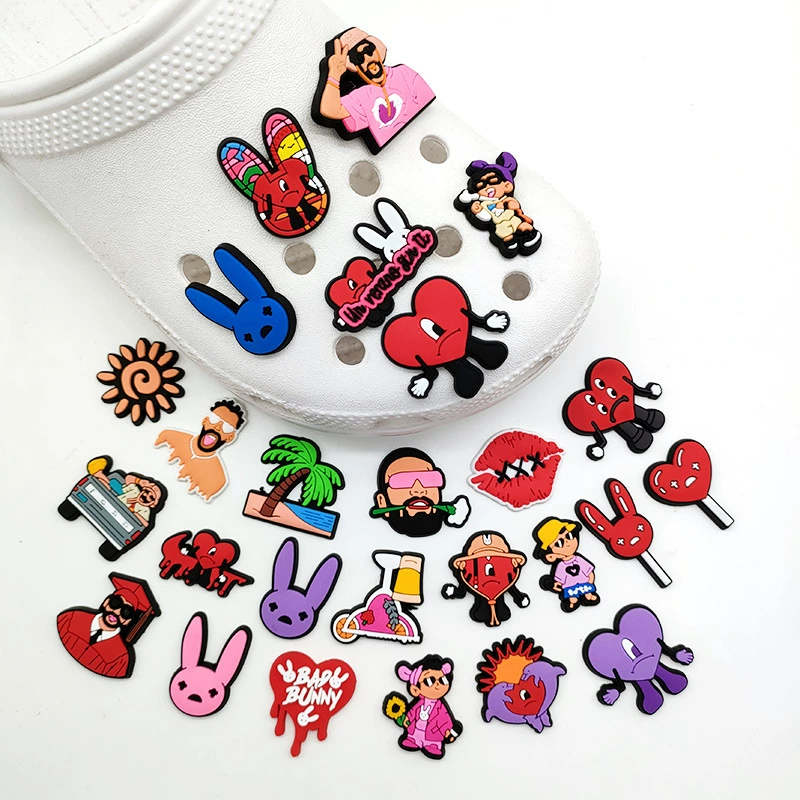 26 Bad Bunny Bad Rabbit Cave Shoes Flower Shoes Flower PVC Soft Platform Smart Star Shoes Accessories Cross-Border Special Supply