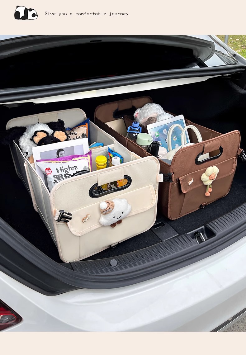 Car Trunk Storage Box Women's Car Storage Box Cute Foldableing Travel Large Capacity Storage Basket Multi-Function