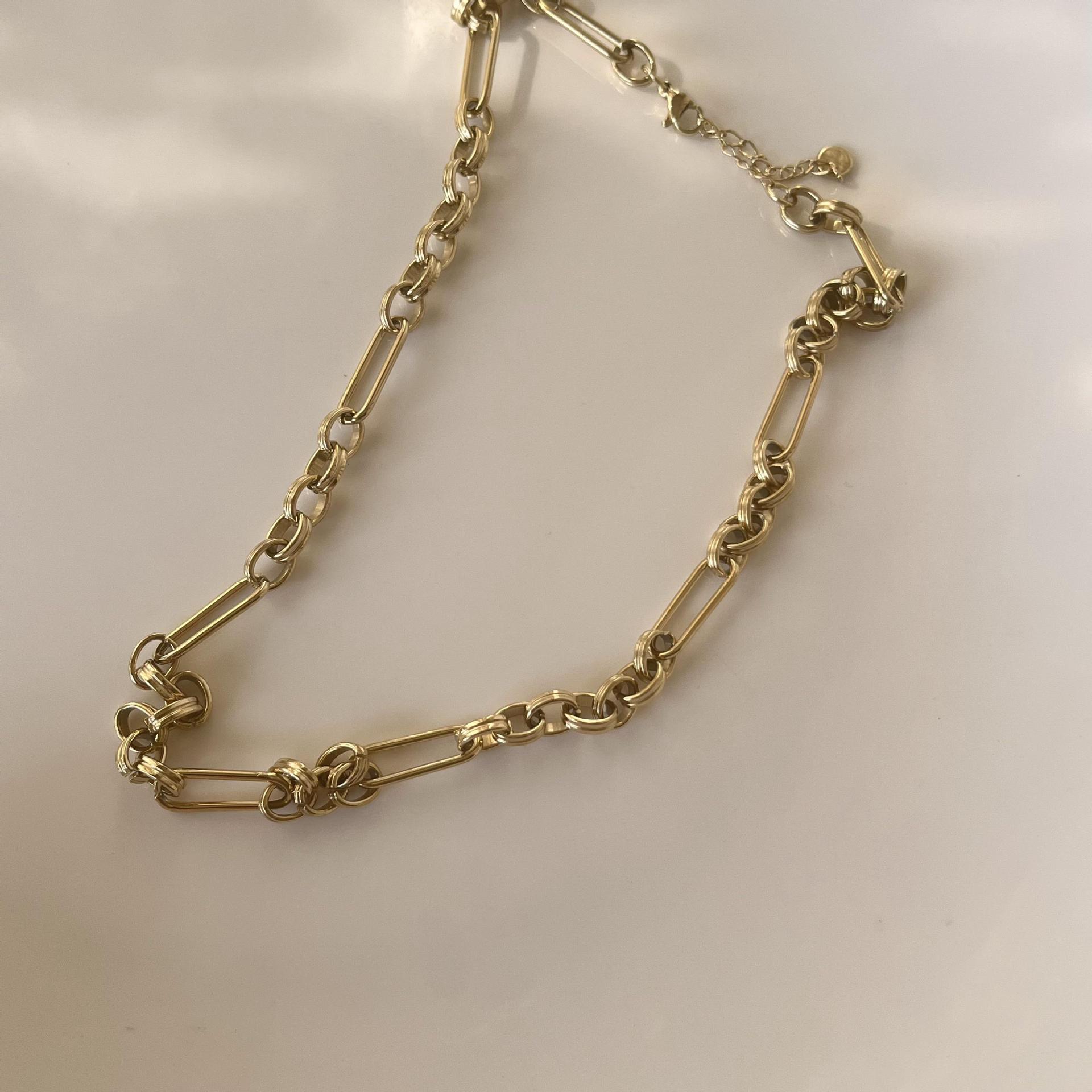 Simple style stitching chain stainless Steel Short Necklace