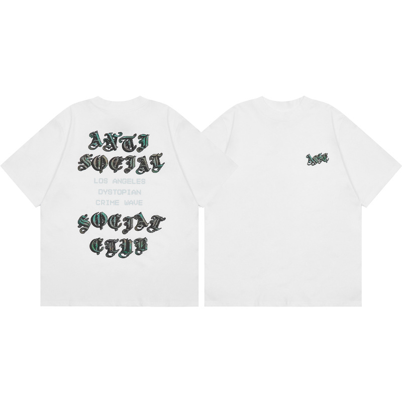 Versión correcta ASSC Club de dibujos animados relámpago impresión conjunta cuello redondo de los hombres Jersey pareja manga corta Camiseta moda