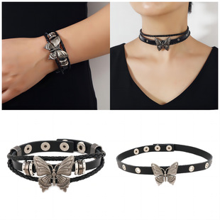 Brand retro bracelet, necklace, punk style, European style