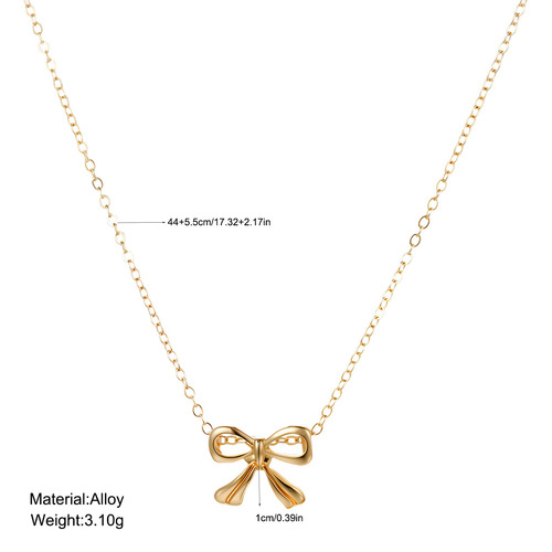 New European and American Cross-border Cute and Creative Bow Necklace, Sweet and Fashionable Women's Simple Pendant Wholesale
