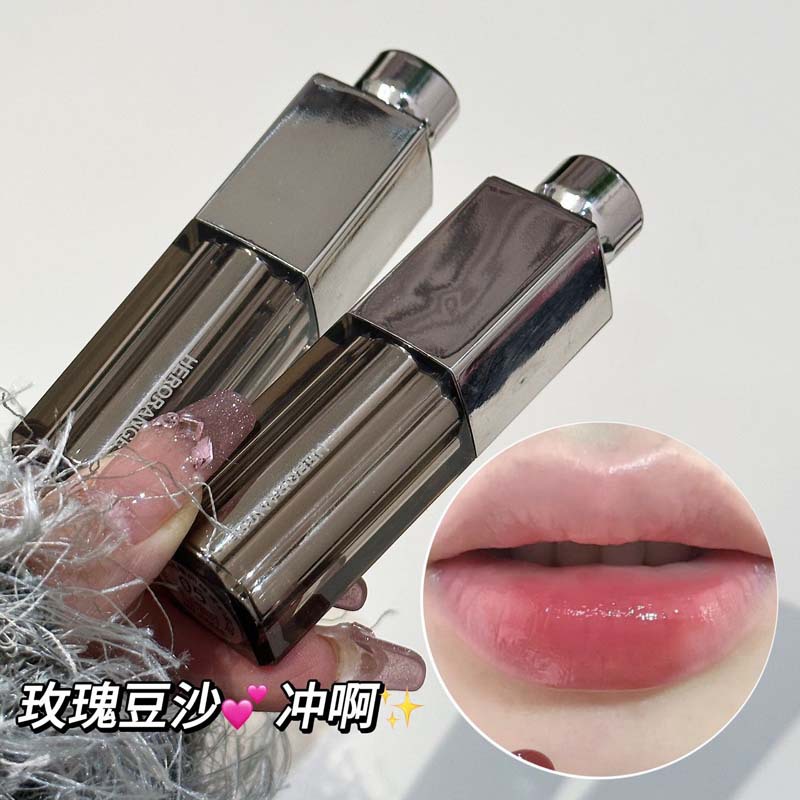 HERORANGE lipstick de fantasía de lenguaje ligero entre los labios espejo no pegajoso, claro, blanco y tierno lápiz labial