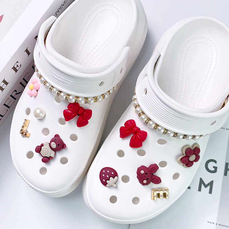 洞靴アクセサリー女性装飾diy靴ボタン智必星靴花靴飾りセットバックルネット赤高級感靴花