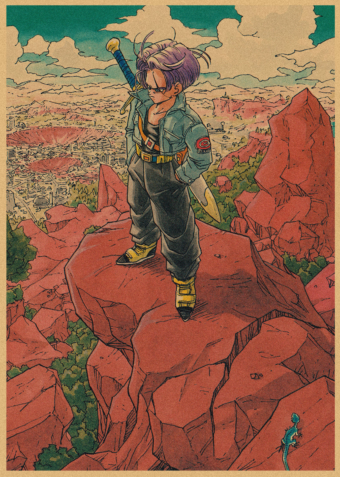 日本式アニメ七龍珠アラレ復古クラフト紙ポスター鳥山明装飾画孫悟空壁画316