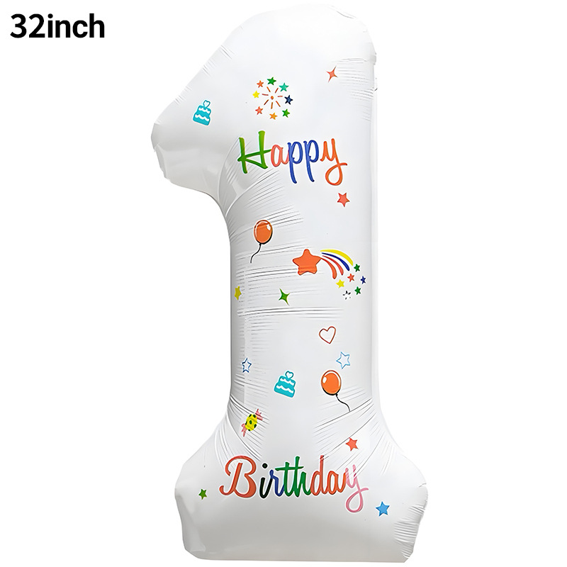 Globo digital blanco de 32 pulgadas para decoración de cumpleaños, de aluminio, para fiestas, fondo para fotos, accesorios de decoración