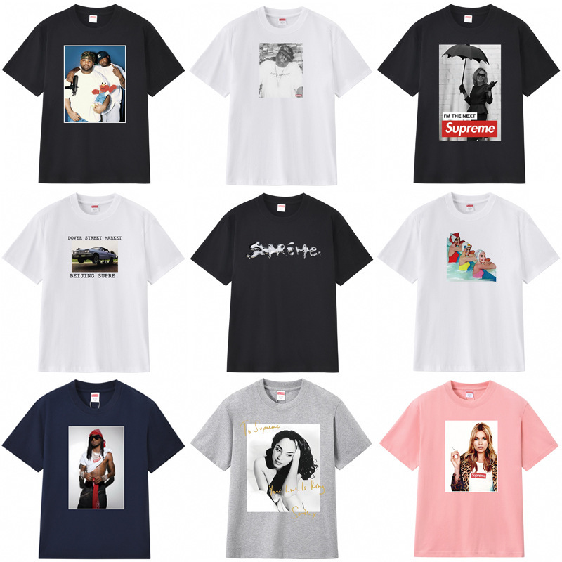 Cross-Border Supply Export Wholesale Trendy Brand Supreme Short-Sleeved American Box Classic 240g Top T-Shirt Half-Sleeved 13