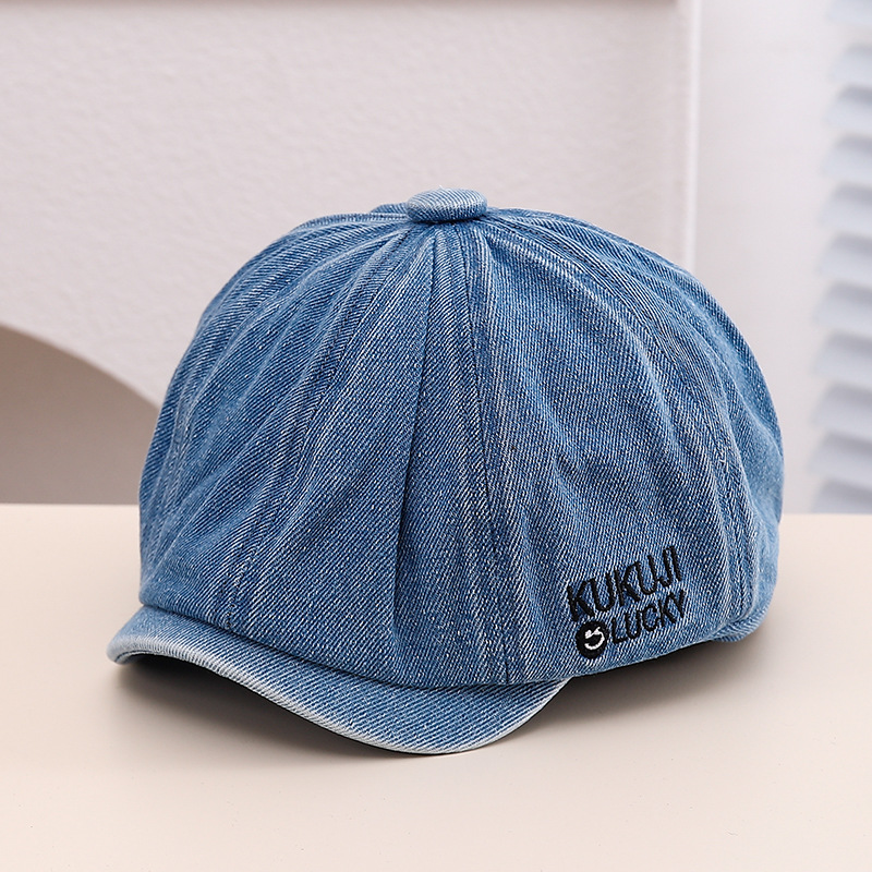 Niños vaqueros boina primavera y otoño pequeño niño tesoro lengua de pato periódico de la marea de los niños 2024 nuevo otoño otoño