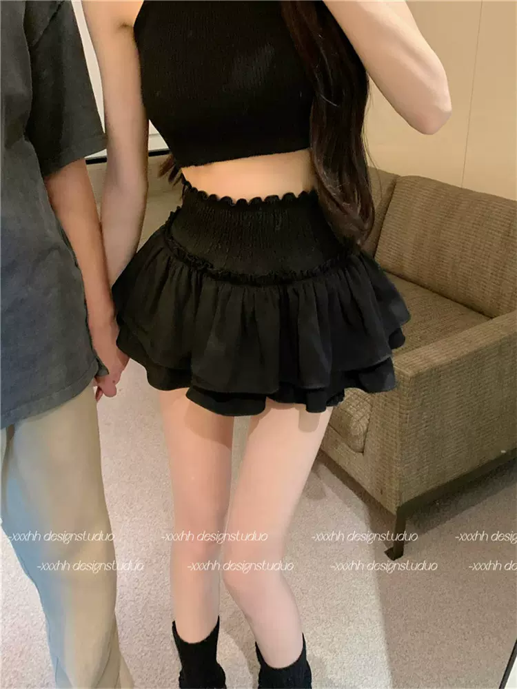 法式半身裙女2024夏季芭蕾风蛋糕裙高腰显瘦a字裙防走光蓬蓬短裙