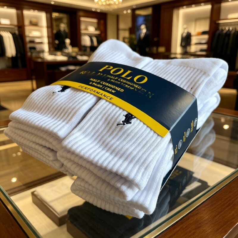 Polo Cotton Socks Comprehensive Cotton Cushioned Socks Casual Sports Towel-Soled Men's Socks Sports Socks