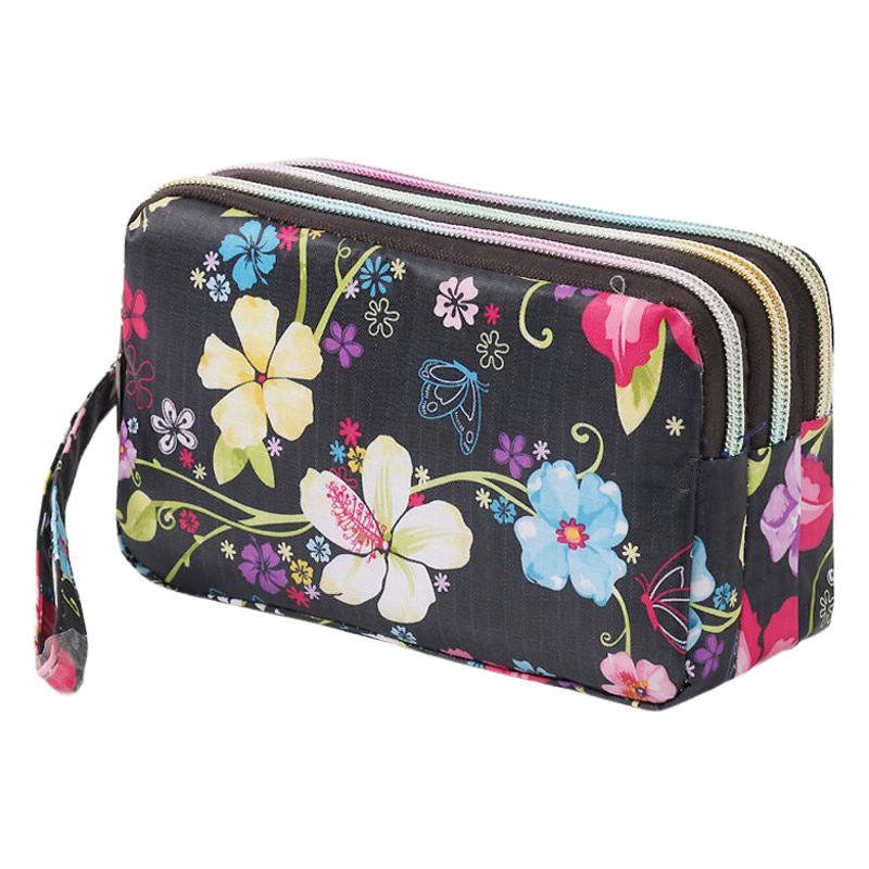 Canvas Printed Mobile Phone Wallet Coin Purse Women's Long Clutch Bag