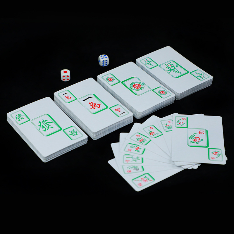 Guochao Thick Mahjong Poker Set for Outdoor Gatherings and Team Building, Thick Mini Portable Mahjong Poker Deck with 144 Cards
