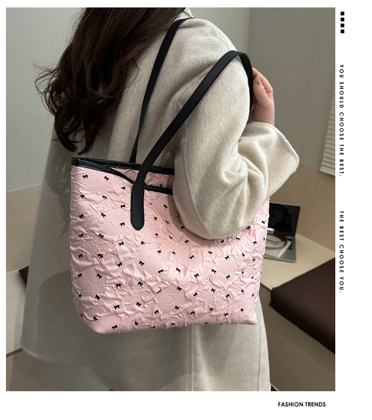 Borsa a spalla da donna stile coreano con fiocco per l'inverno_voghion.com
