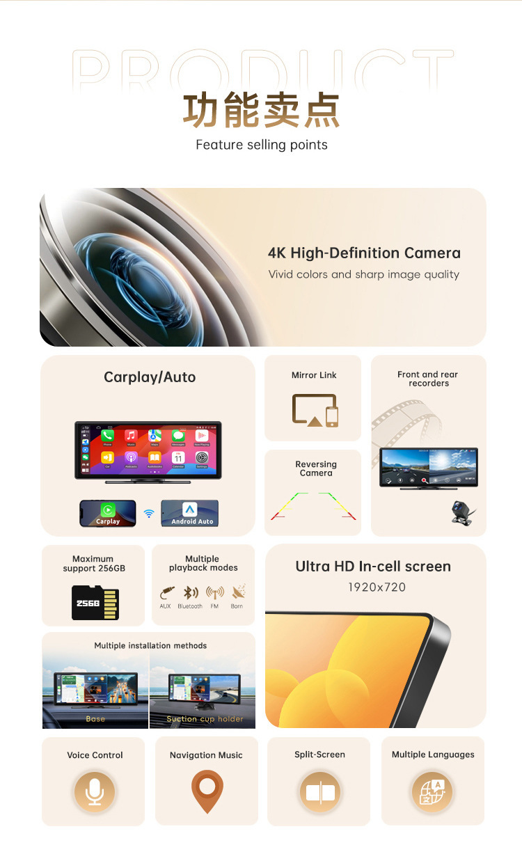 Wifi Car-Mounted Carplay Connected Central Control Screen 11.26inch Hd 4K Large Screen Car Navigation Google Maps