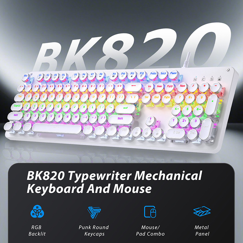 Punk Green Axis Mechanical Keyboard and Mouse Set Wired Game E-Sports Girls Office Computer Keyboard and Mouse Cross-Border Wholesale Punk Green Axis Mechanical Keyboard and Mouse Set Wired Game E-Sports Girls Office Computer Keyboard and Mouse Cross-Border Wholesale