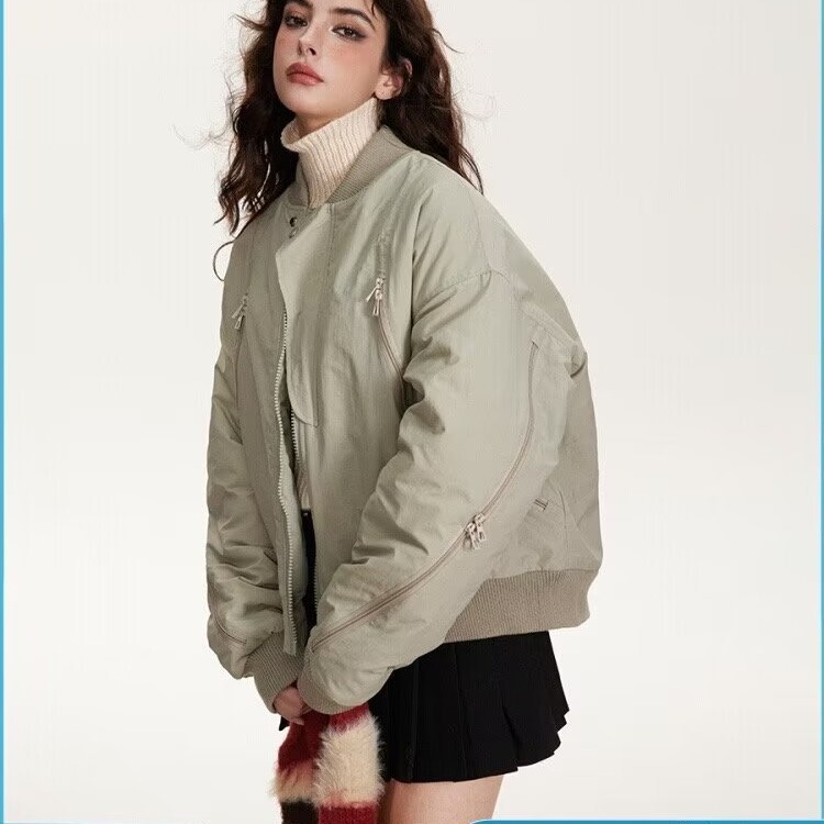 New cross-border winter fashion versatile loose jacket, warm stand collar top, couple's bomber jacket