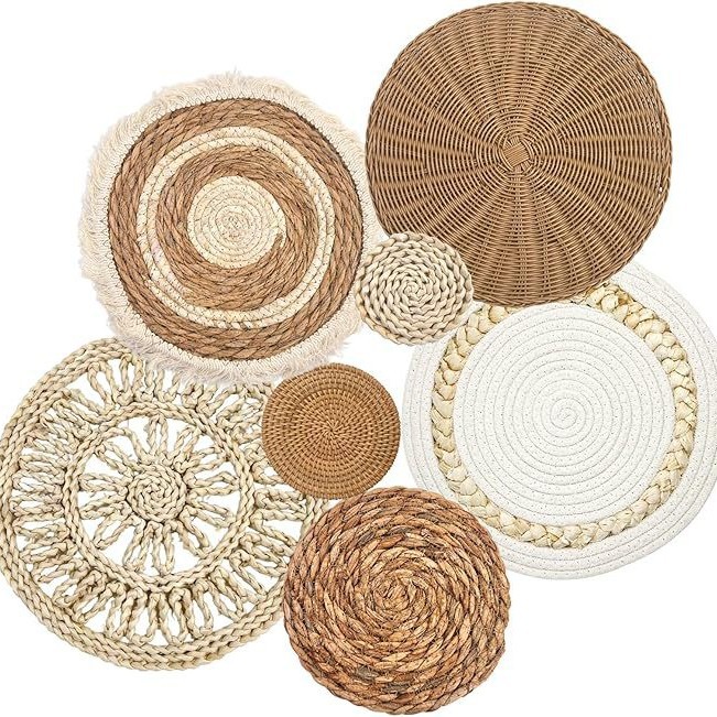 Decoraciones de pared de paja para el hogar, estilo étnico, estilo marroquí, tapices de pared, estilo natural hecho a mano