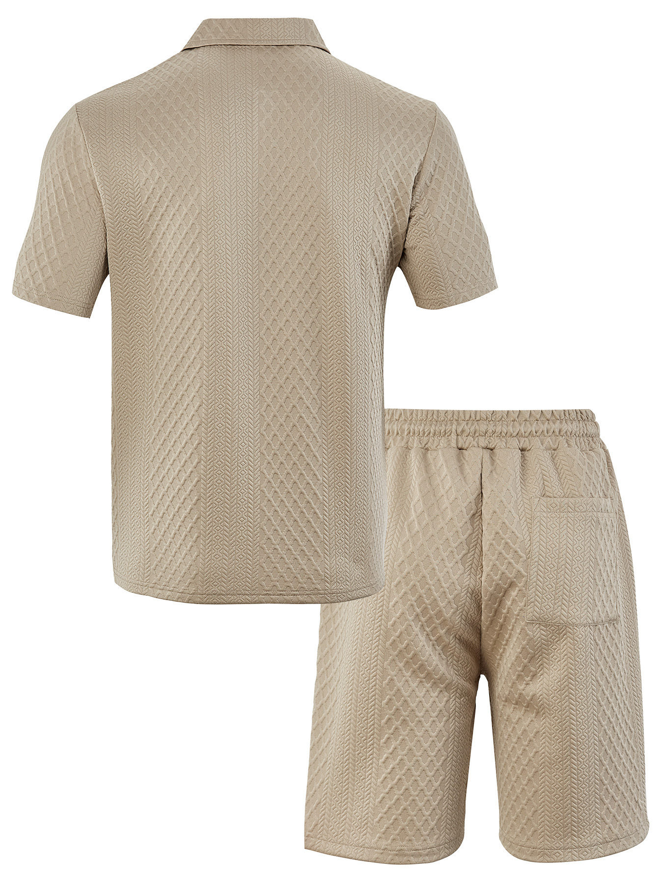 Herren Freizeit Sport Jacquard Polohemd Und Shorts Set Sommer_voghion.com