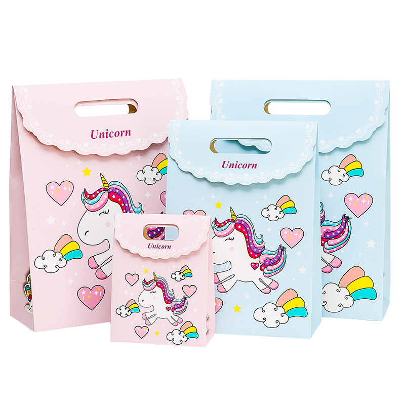 Children's Day gift bag gift packaging bag cute cartoon unicorn handbag paper bag back gift bag