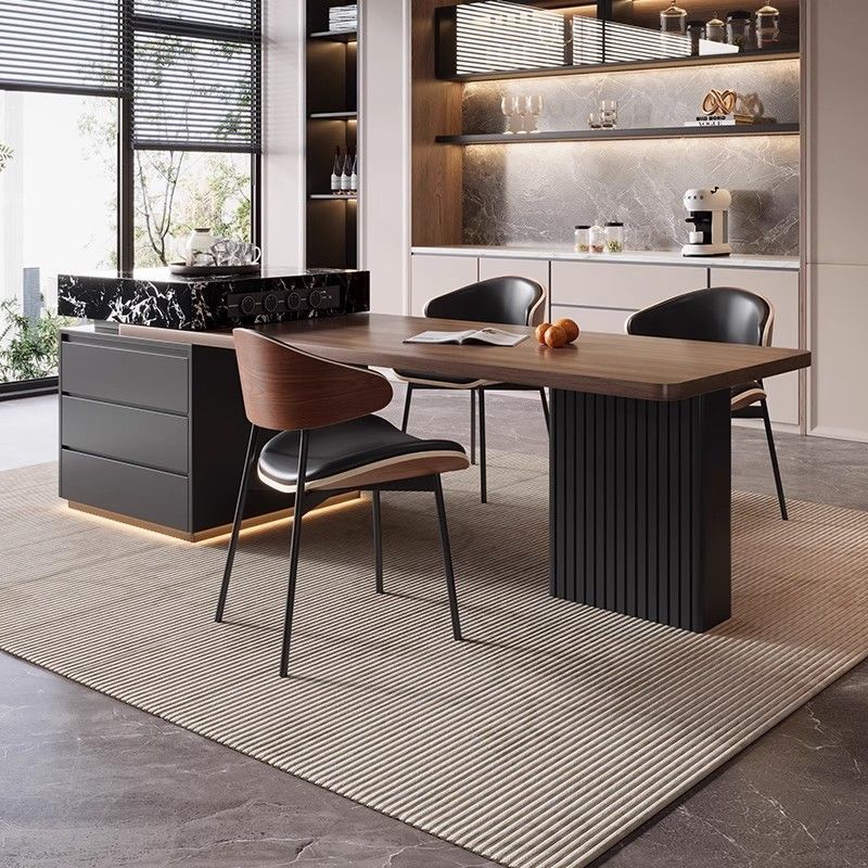 High-End Slate Island Dining Table Integrated Retractable Tea-Making Italian Slate Dining Table Home Open Kitchen Island