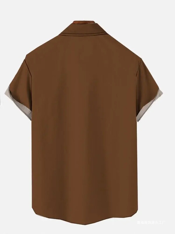 Loose Red Clothing Tie Breathable Multifunctional Trend Fashion Short Cartoon Short-Sleeve Shirt Contrast Gorilla Brown