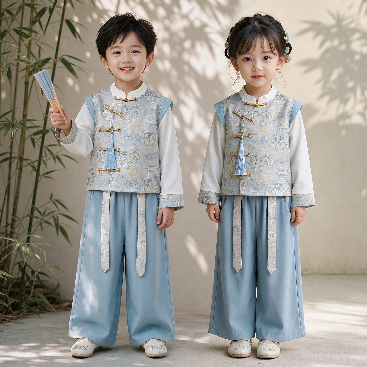 Children's performance costumes, traditional Chinese outfits for boys and girls, ethnic suits, class uniforms, Chinese-style Mid-Autumn performance attire, Hanfu