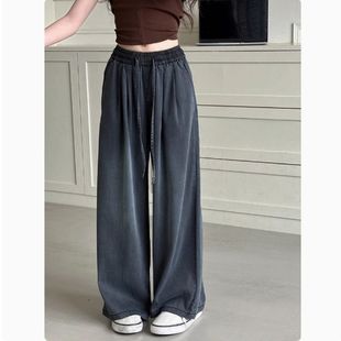There Are 180 Sizes New Summer Thin Girls' Jeans, Wide-Leg Pants, Pants, Medium and Large Children's Girls' Tencel Denim