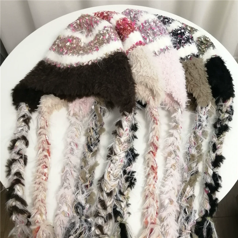 Демисезонная шерстяная этно-шапка тёплая вязаная, этнок style, корейский стиль