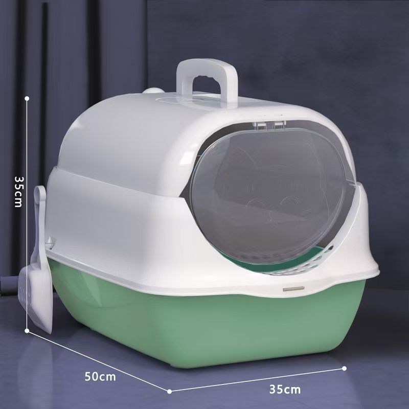 Toilet para gatos totalmente cerrado desodorizante extra grande anti-derrames con arena para gatos pequeños, arena para heces para gatos