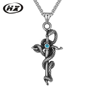 Titanium steel non-fading jewelry European and American hip hop style cross snake trend accessories men's pendant necklace
