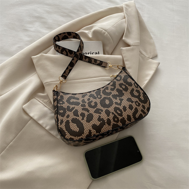 2024 nueva tendencia invierno simple estampado de leopardo bolso de axila de un solo hombro bolso de mensajero de moda bolso de mujer a cuadros casual