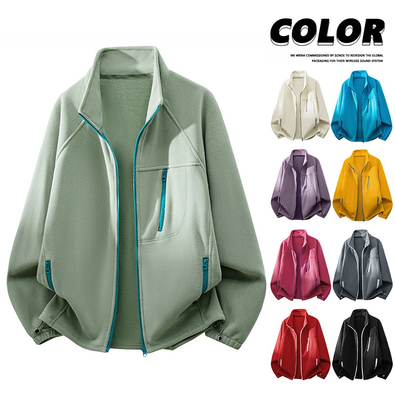 2025 New Fleece Jacket for Men, Thickeneded Velvet, Warm Stand-Up Collar Cardigan, Casual Sweatshirt, Autumn and Winter Outdoor Jacket for Women