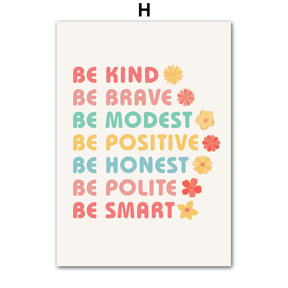 Modernes minimalistisches Kinderzimmer-Cartoon-Leinwandbild mit inspirierenden Zitaten zu Sonne, Mond und Regenbogen – ideal für Babyzimmer._voghion.com