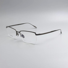 松島夏蒙純鈦ZT27057商務男士近視眼鏡架鈦板半框光學眼鏡