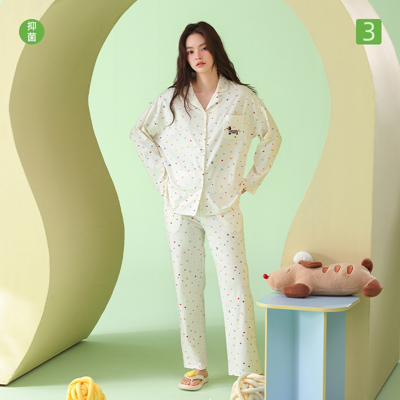 【Antibacterial Xinjiang Cotton】Stretch Cotton Cartoon Dopamine Spring New Long-Sleeve Women's Pajamas Pure Cotton Homewear 【Antibacterial Xinjiang Cotton】Stretch Cotton Cartoon Dopamine Spring New Long-Sleeve Women's Pajamas Pure Cotton Homewear