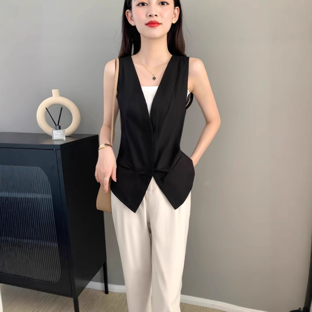 New Cotton and Linen Vest Women's Short Summer Outer Wear Thin Women's Style Tops Women's Korean Style Sleeveless Vest Vest Jacket