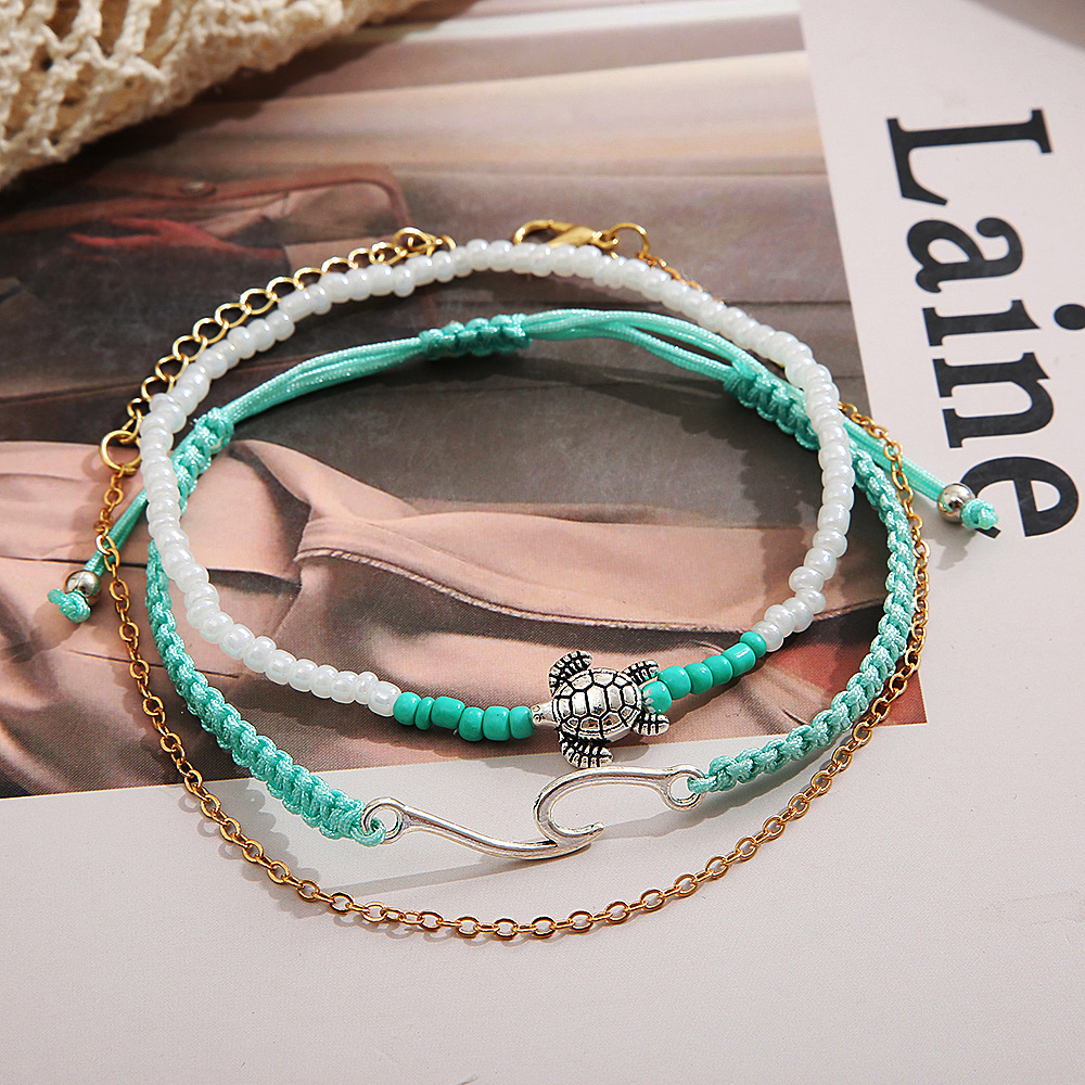 Retro Waves Alloy Knitting Anklet