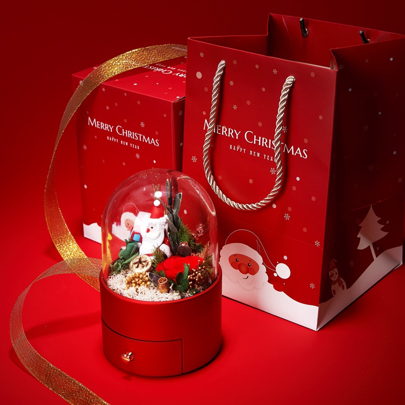 甄禧礼圆弧形圣诞礼盒 永生花首饰盒 圣诞款珠宝礼盒 永生花礼盒