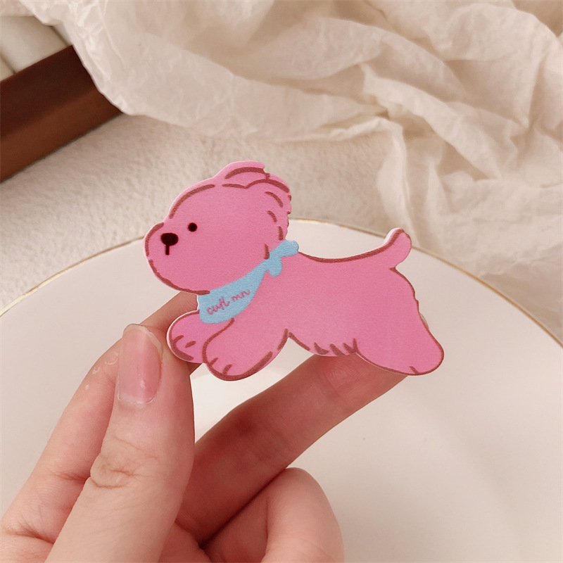 ¡Corre, perro! Caricatura encantadora cabello de niña con clip de cabello de mar con bufandas para perros adornamientos