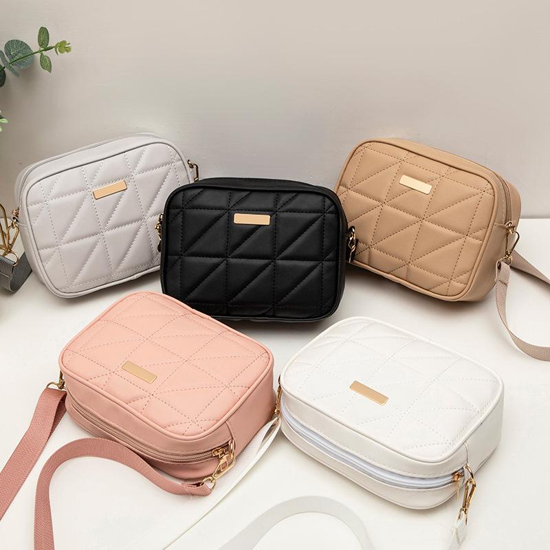 Bolsa de mujer inclinada, nueva moda coreana, bolso de cámara, bolso de hombro de mujer, bolso de diamante inclinado