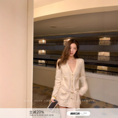 YOLI 张宥利"爱丁堡秋天"米杏色小香风毛衣外套女秋百搭针织开衫