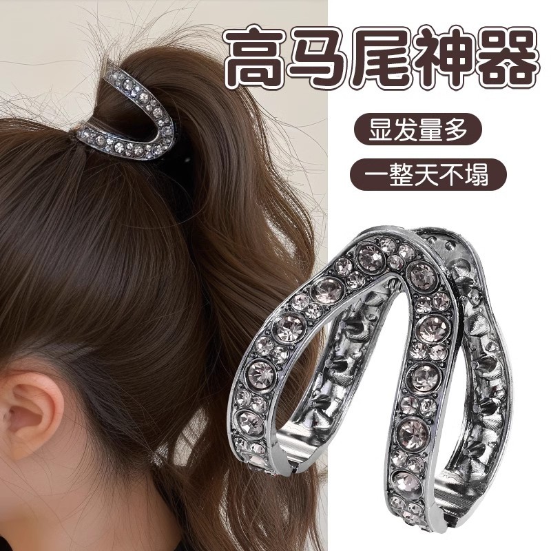 Cauda de caballo alta fijación artefacto de agarre clip de cabeza de mujer, clip de cabello de tiburón, clip de cabello de diamante de alta calidad