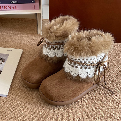 Vintage Casual Versatile Snow Boots for Women 2025 Autumn/Winter New Thick Sole Fluffy Fleece Lined Thick Warm Cotton Shoes