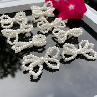 Handmade beaded bow Pearl patch DIY hand sewing clothes decoration dress headdress decorations