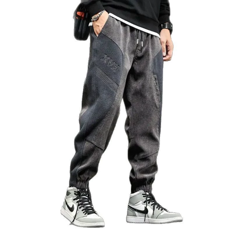 Men's autumn trousers, elite set, oversize, drawstring