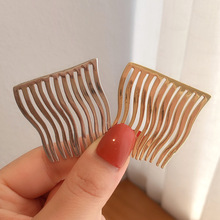 欧美风金属极简几何发饰无痕发夹个性创意波浪插梳发梳女极简金属
