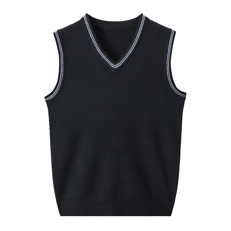 Chaleco Tejido con Cuello en V para Hombre de Lana y Acrílico, Térmico y Transpirable, para Otoño e Invierno