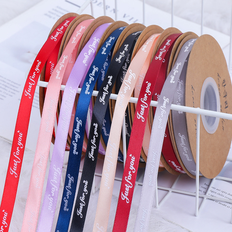 English Printed Ribbon Floral Gifts Flowers Flower bouquet Cake Tie Band Flower Bag Ribbon 1cm Thin Satin Ribbon