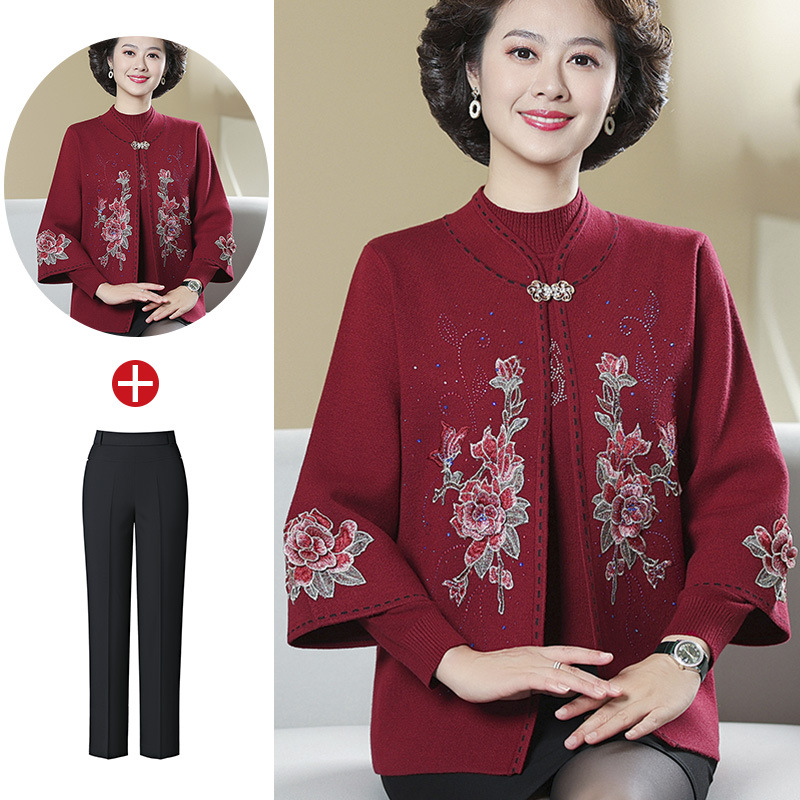 E6037 1300K ÁO LEN NỮ TAIRYA ÁO LEN DÁNG DỘNG CẢ BỘ 2 MÓN MÙA XUÂN THU ĐÔNG TRUNG NIÊN THỜI TRANG NỮ G04 SẢN PHẨM MỚI