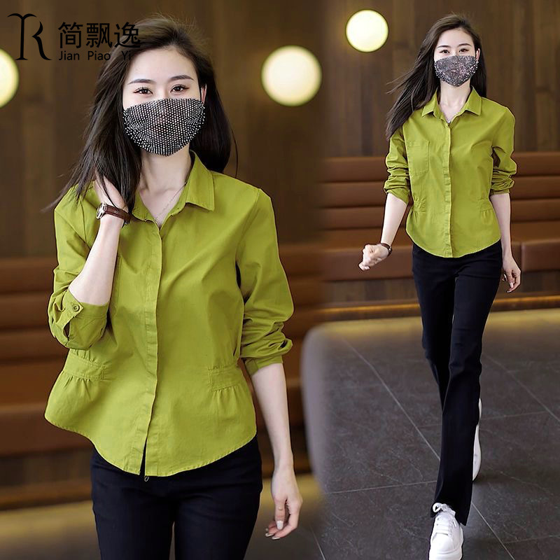 Belly Covering Women's Shirt 2025 Spring and Autumn Clothes Foreign Elegant Age-Reducing Loose Cardigan Long-Sleeved Shirt Double Pocket Top Belly Covering Women's Shirt 2025 Spring and Autumn Clothes Foreign Elegant Age-Reducing Loose Cardigan Long-Sleeved Shirt Double Pocket Top